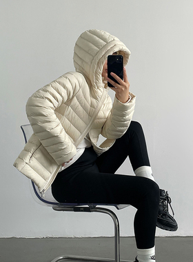 Acupstudio江右上 收腰连帽排骨羽绒服女新款冬季宽松双拉链外套