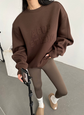 AcupStudio江右上美式字母设计感oversize卫衣女复古慵懒宽松上衣