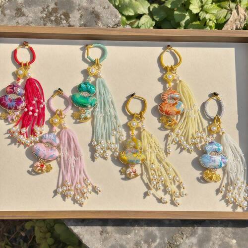 【成品】宋锦双面葫芦小马挂件纯手工挂件旗袍压襟流苏包挂车挂饰