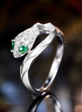 S925银镶钻小蛇戒指配饰女生百搭气质戒子2025新款亚马逊货源戒指