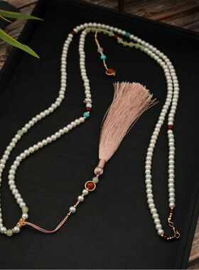 国风新中式斜挎链长款项链毛衣链汉服旗袍装饰项链春款小清新项链