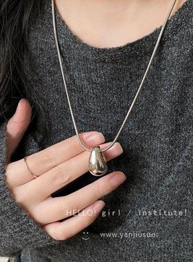 极简风水滴吊坠项链女秋冬长款卫衣毛衣链休闲百搭轻奢高级感配饰