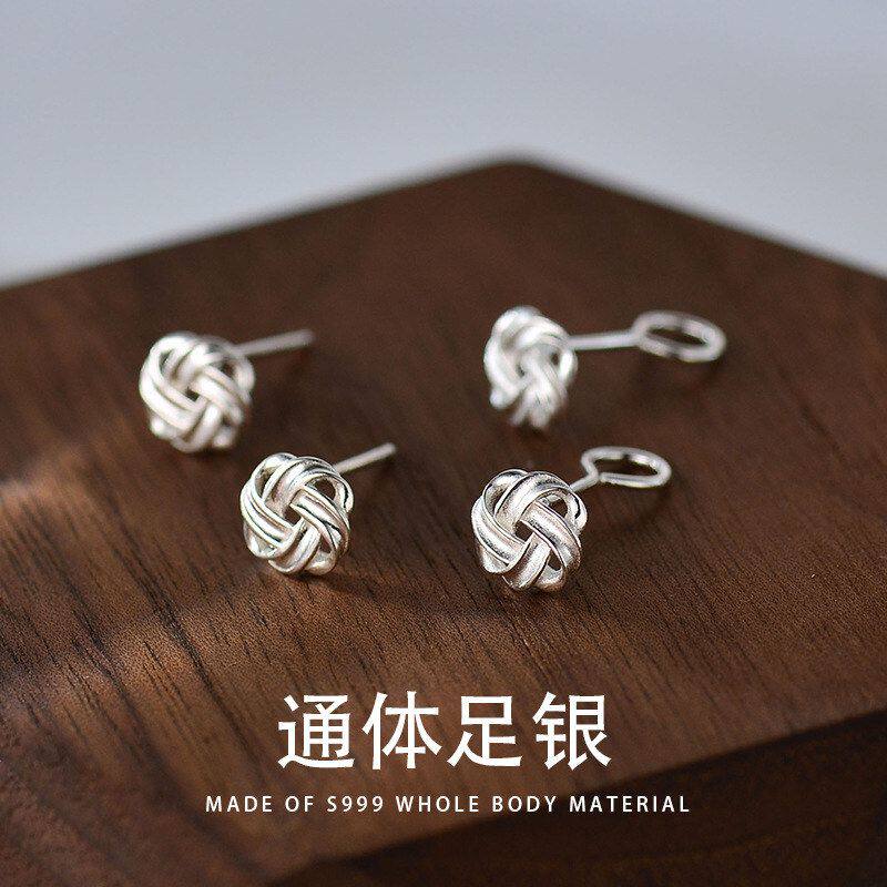 耳钉女简约S999银环缠耳勾时尚通勤小众设计感气质耳饰品批发