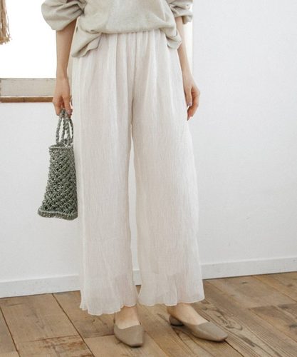 松紧腰annuus日系雪纺直筒裤