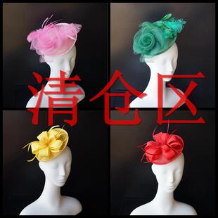 欧美时尚小礼帽女名梅根同款媛宴会派对聚会头饰羽毛花朵装饰帽子
