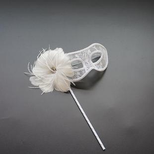 万圣节手持面具古风直播面罩化妆舞会羽毛舞台表演拍照派对道具女