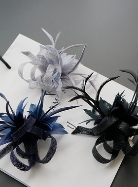 优雅名媛胸花小礼帽女新娘晚宴礼服旗袍羽毛头饰头饰头花发饰发夹