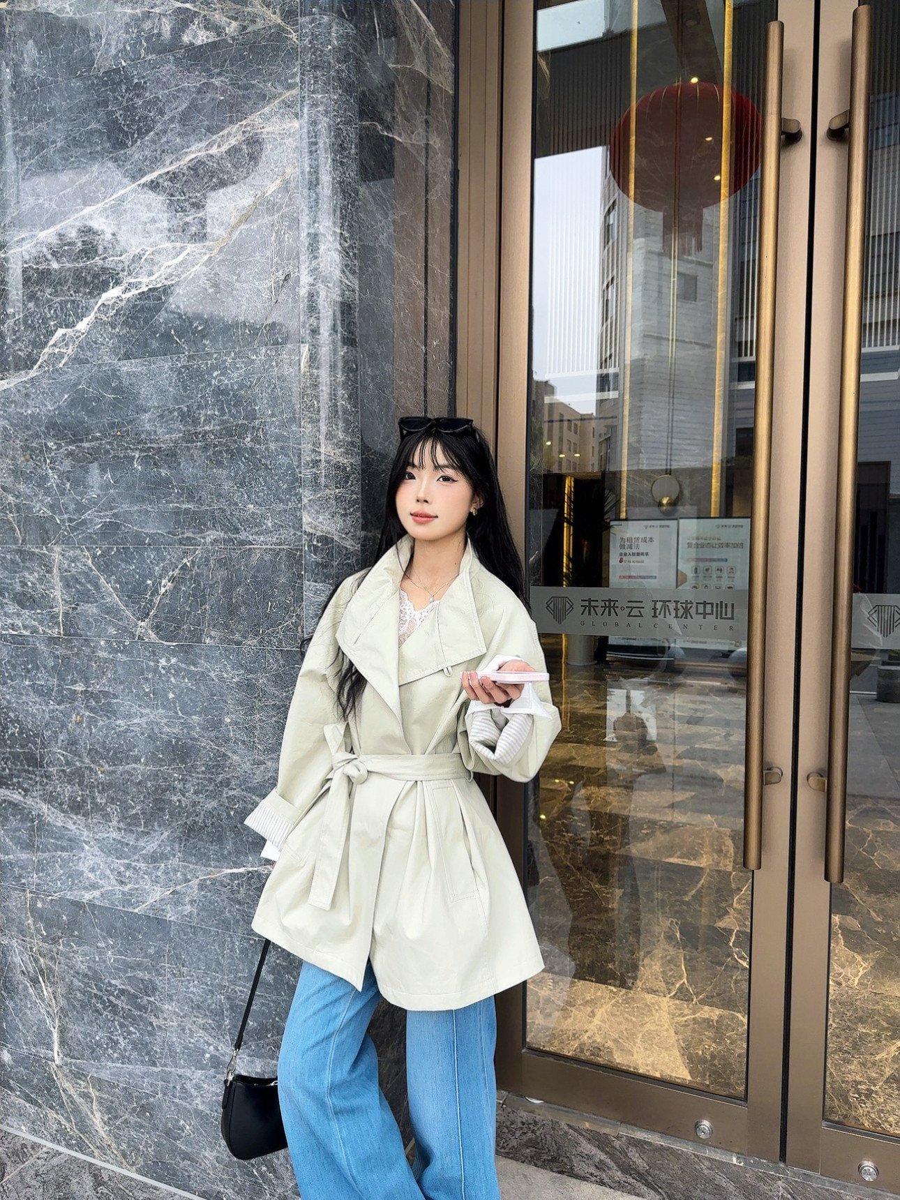 &ldquo;雾感米灰&rdquo; 高级感宽松显瘦100棉风衣女气质百搭通勤中长款外套