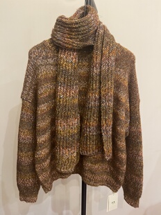 高品质慵懒风围巾毛衣女2025冬新款宽松百搭气质保暖针织衫上衣潮