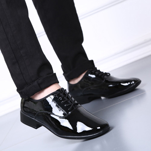 摩登舞鞋男真皮耐磨室外漆皮交谊