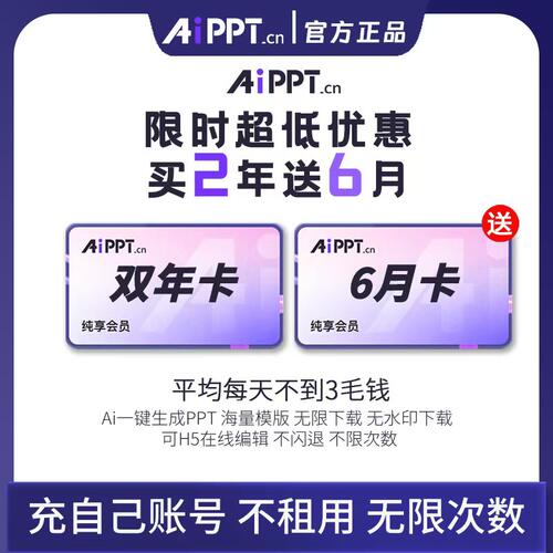【官网直充秒到账】aippt会员月卡 年卡 2年卡 终身 直充秒到