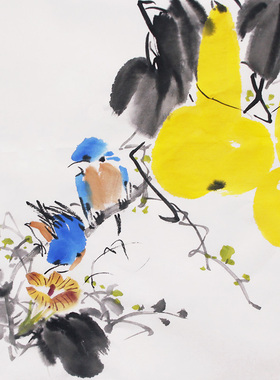 原创手绘葫芦国画写意画水墨画