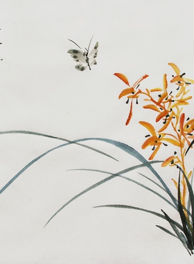 手绘国画兰花纯手绘水墨画四君子书画作品宣纸字画真迹斗方挂画芯