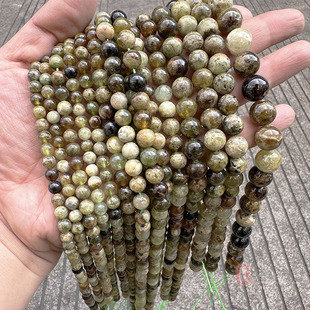 天然绿色石榴石圆珠 6-12mm沙弗来莱绿石榴散珠 diy手工饰品配件