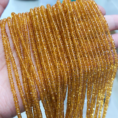天然高品质黄水晶切面算盘珠散珠子2-4mm水晶隔片diy手链项链配件