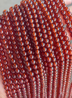 天然高品质橙色石榴石圆珠 4-6mm芬达石水晶散珠 diy手链项链配件