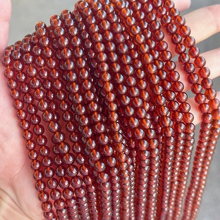 天然高品质橙色石榴石圆珠 4-6mm芬达石水晶散珠 diy手链项链配件