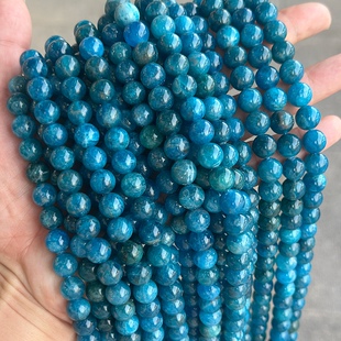 天然高品质磷灰石圆珠 4-10mm蓝磷灰水晶散珠diy手链项链串珠配件