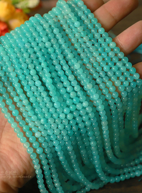 天然无优化冰种天河石 4mm水润亚马逊石散珠 diy手链项链串珠配件