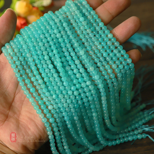 天然无优化冰种天河石 4mm水润亚马逊石散珠 diy手链项链串珠配件