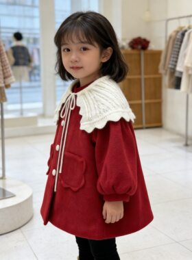 女小童毛呢外套2026款洋气儿童秋冬款加厚保暖大衣宝宝冬季拜年服
