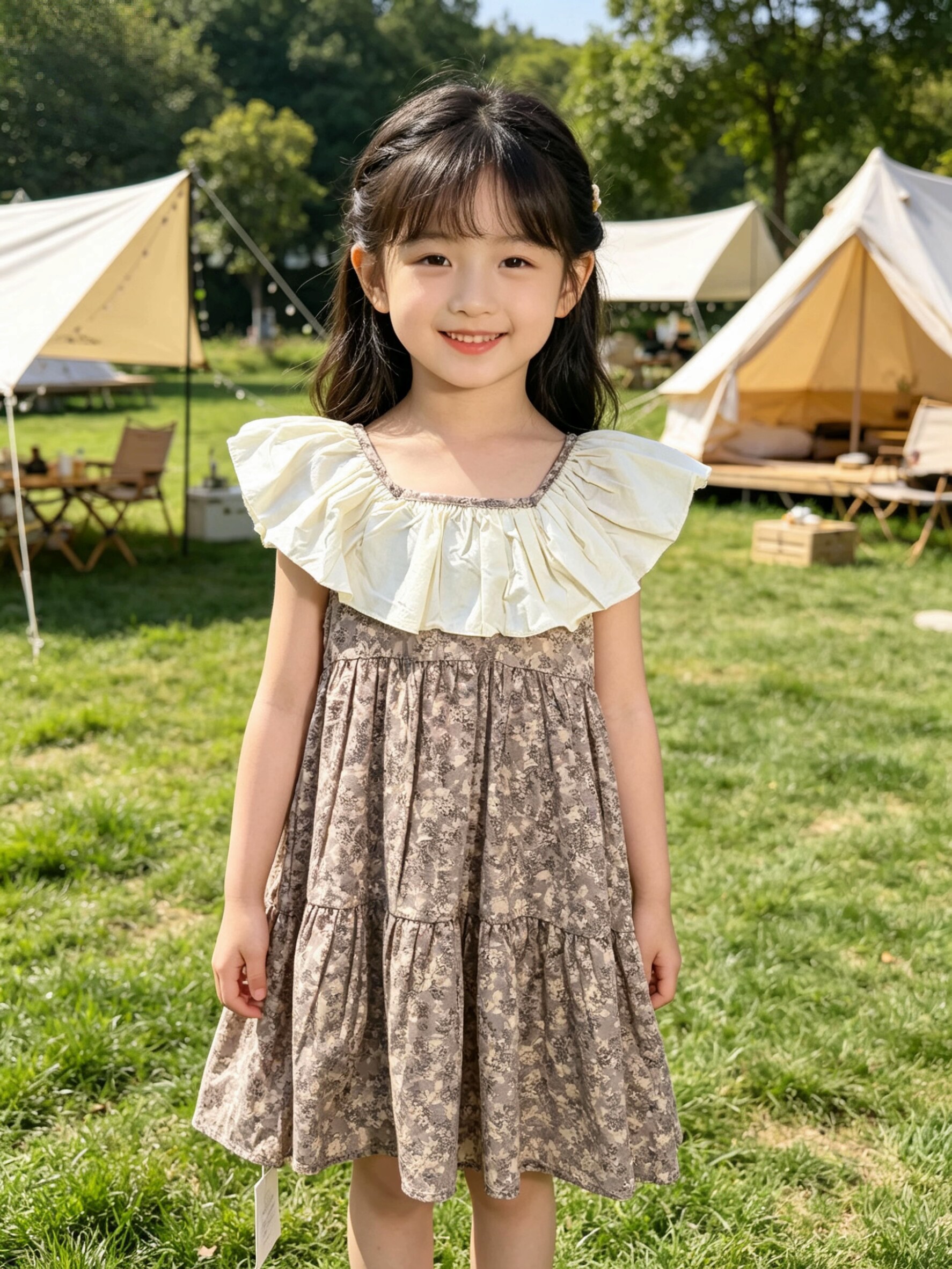 女中童连衣裙夏季新款韩版洋气儿童碎花娃娃领公主裙女孩休闲裙子
