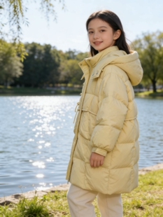 女中大童羽绒服中长款2026款洋气加厚保暖三防面料休闲外套白鸭绒