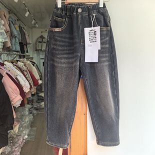 实体同步童装男童加绒牛仔裤冬装中大童保暖修身裤子儿童小脚裤