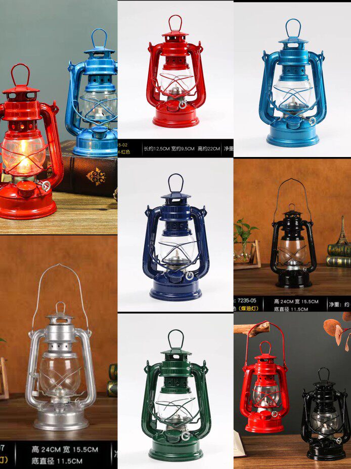 复古老式煤油灯灯盏火水燃油灯小马灯户外照明灯环创静物写生灯