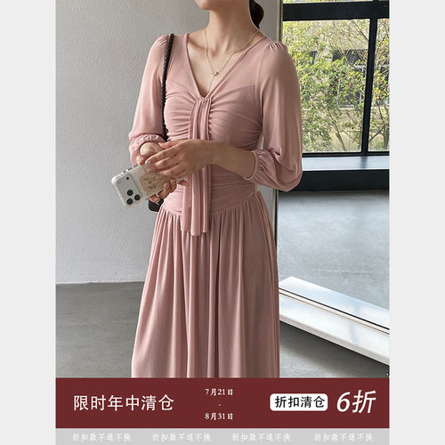【福利款 不退换】江左 温柔风收腰长裙女夏连衣裙感气质6529