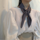 饰小领巾头巾 纯色百搭职业小方巾复古丝巾围巾装 简约风春秋款