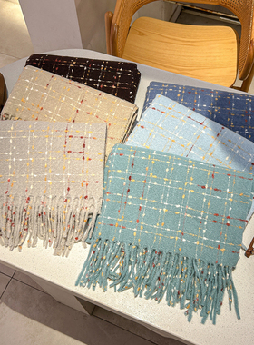 百搭学生围脖圈圈纱格子围巾