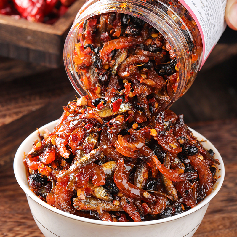 湖南特产小鱼小虾农家自制柴火鱼干火培小鱼仔下饭菜虾酱即食罐装