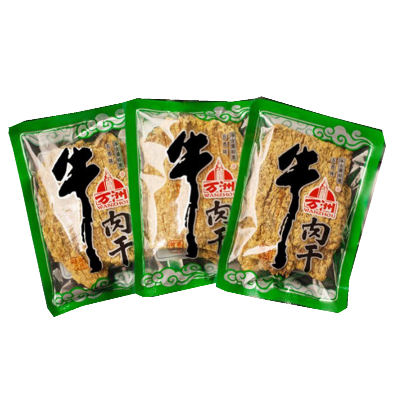 万洲牛肉干五香/香辣/蜂蜜咖喱牛肉片小袋装办公零食重庆特产