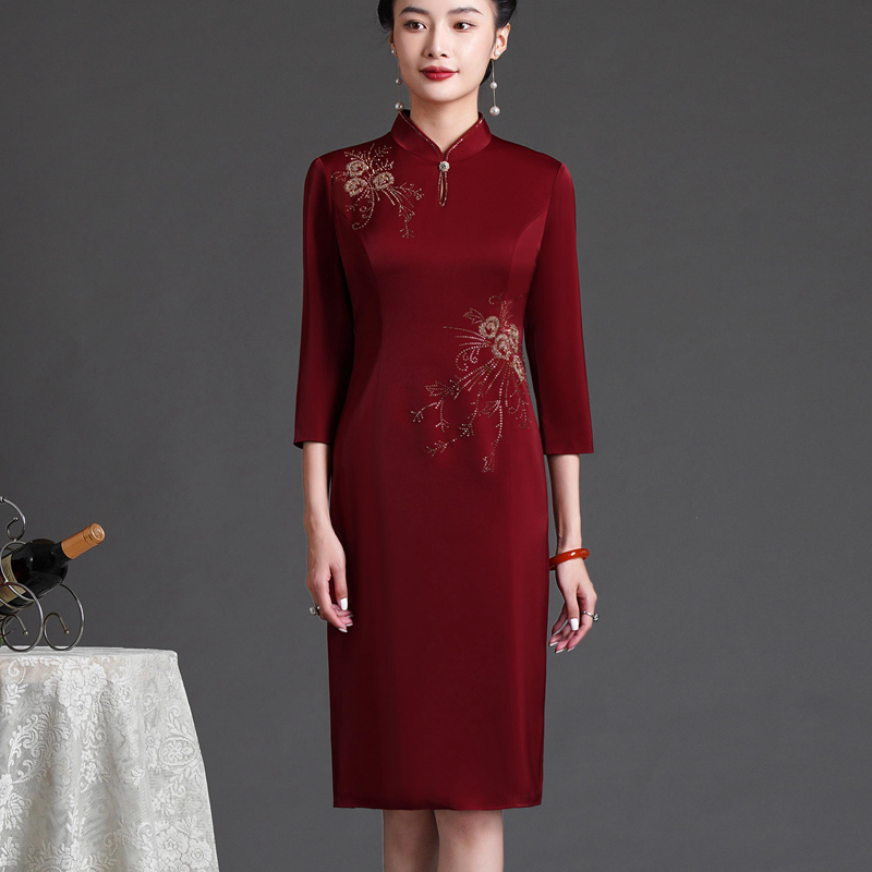 喜妈妈婚宴礼服高贵喜服旗袍优雅