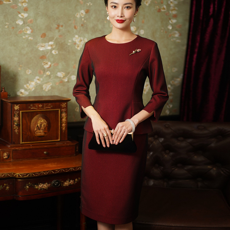 妈妈嫁女儿礼服春装上下两件套装