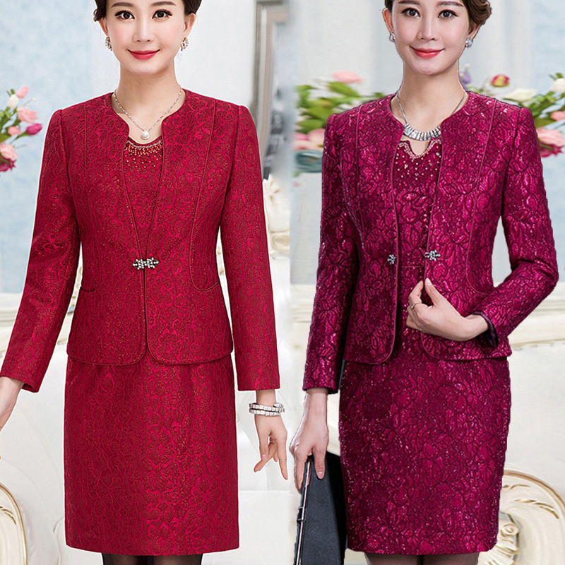 结婚妈妈装两件套装女喜婆婆礼服