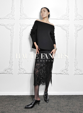 极简 HAUTE FANCIES后构想 |黑色高弹空气层一字领上衣