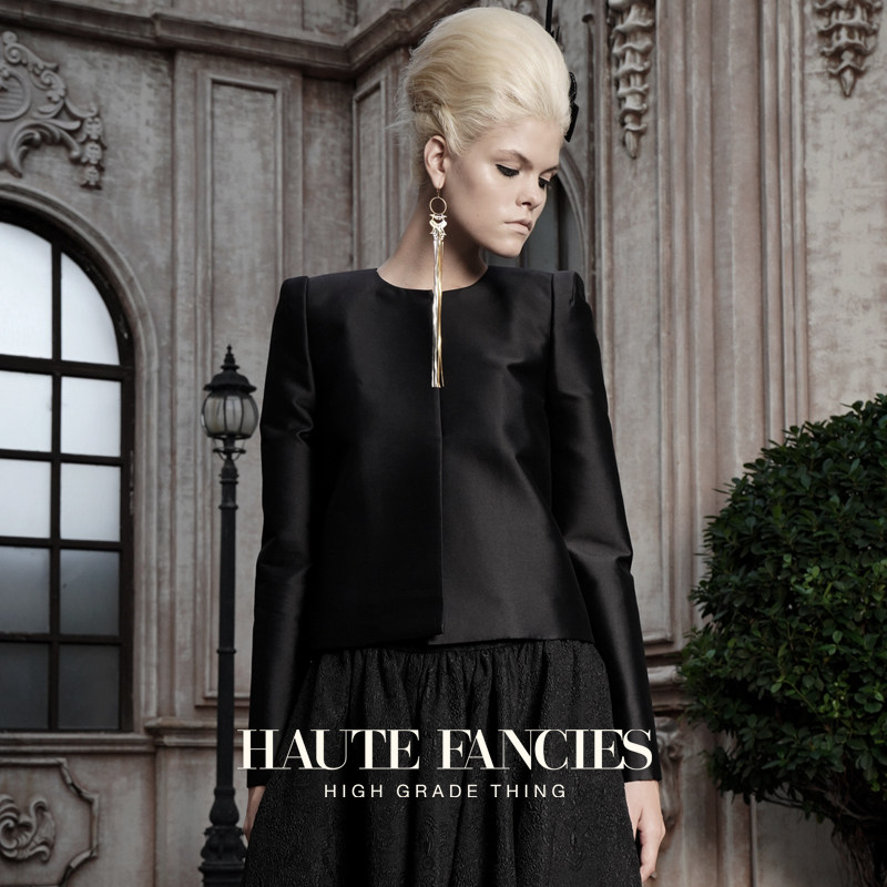 直角肩HAUTE FANCIES后构想 | 黑色丝毛法式宽肩开衫气质短外套秋