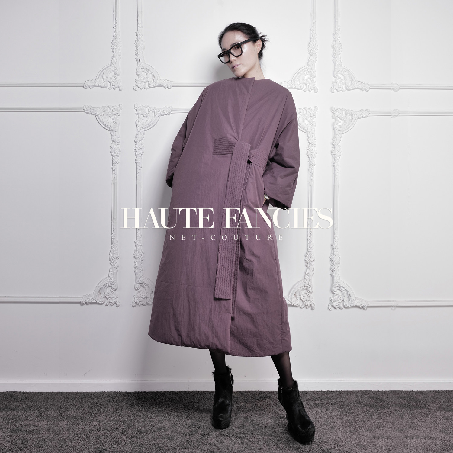 紫火HAUTE FANCIES后构想｜宽袖高级中国风大蝴蝶结长款羽绒棉服