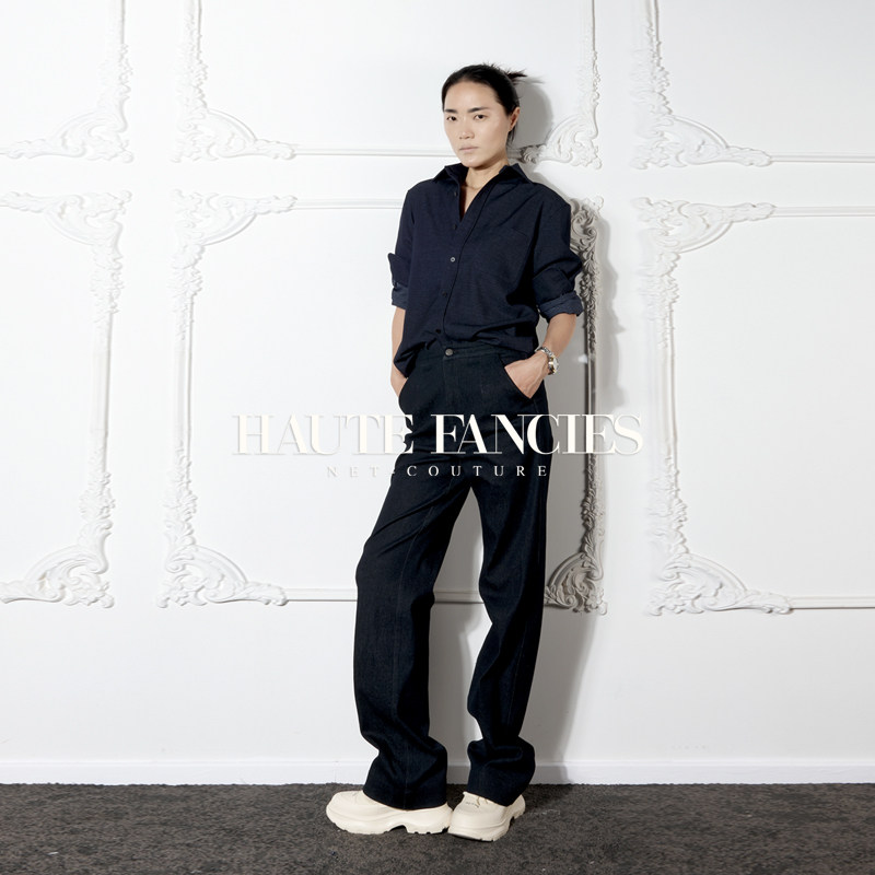 老公姐 HAUTE FANCIES后构想｜25秋新品藏青色斜纹棉中高腰直筒裤