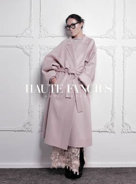 空气感羊绒大衣HAUTE FANCIES后构想｜粉色纯羊绒宽松蝙蝠袖大衣