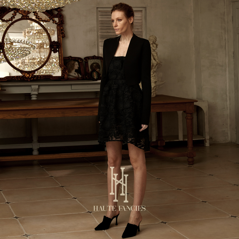 秋冬万能披肩后构想黑色短开衫