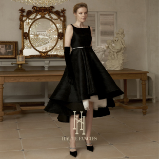 立裁高腰多层礼服裙 FANCIES后构想｜黑色精工千褶法式 高定 HAUTE