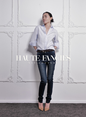 纤腰 HAUTE FANCIES后构想｜25早秋浅蓝色高级亚麻显瘦收身衬衫