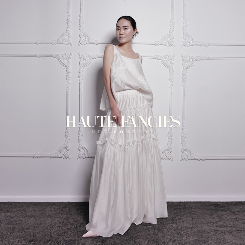 书香 HAUTE FANCIES后构想｜柔美杏色天丝大摆裙多层半身裙25早秋