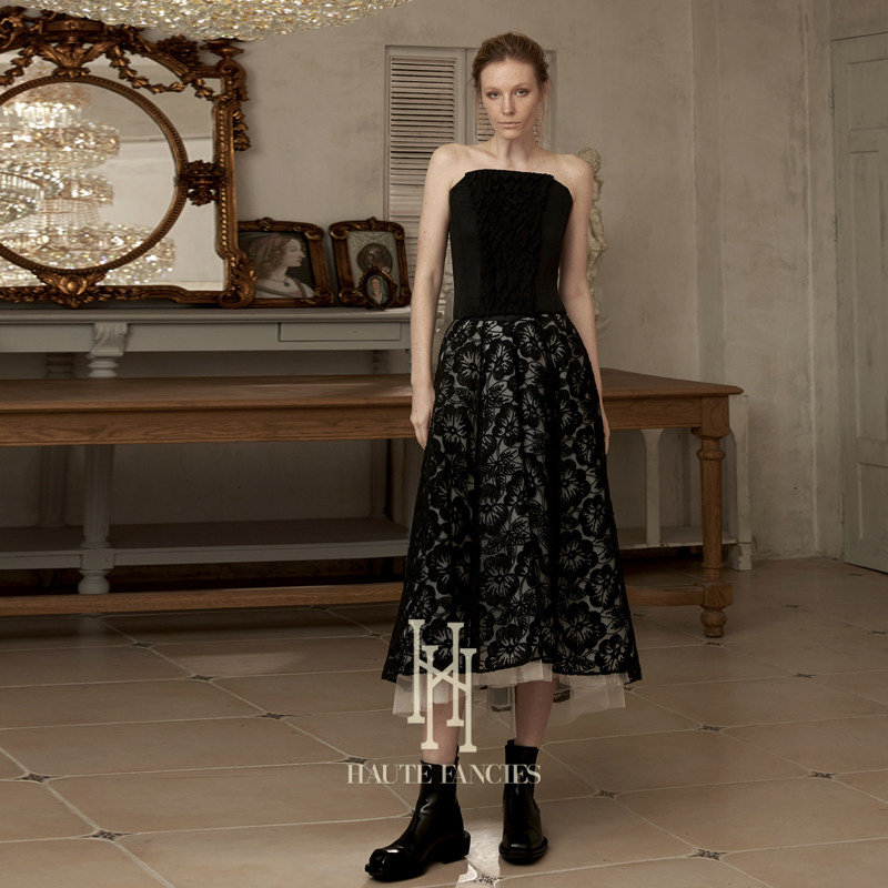 人间富贵花HAUTE FANCIES后构想|黑色法式精工蕾丝小洋裙半裙25秋