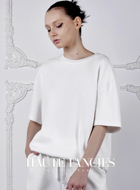 孤品  HAUTE FANCIES后构想 | 落肩圆领白色半袖T恤25秋季