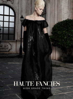女高音 HAUTE FANCIES后构想 | 黑色珠片蕾丝法式复古宫廷礼服裙