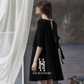 FANCIES后构想｜被重新设计 小黑裙 HAUTE 和服黑色绑带连衣裙秋
